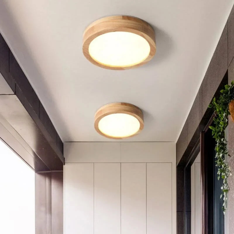 Scandinavische Houten Ronde Plafondlamp voor Thuis