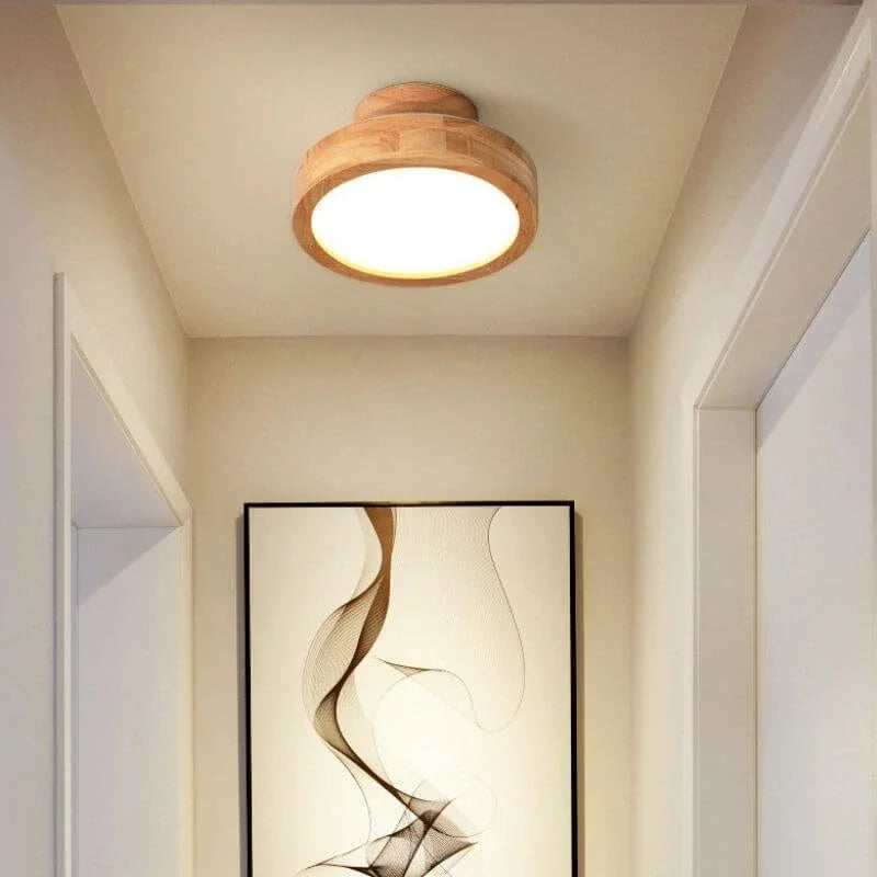 Scandinavische Houten Ronde Plafondlamp voor Thuis