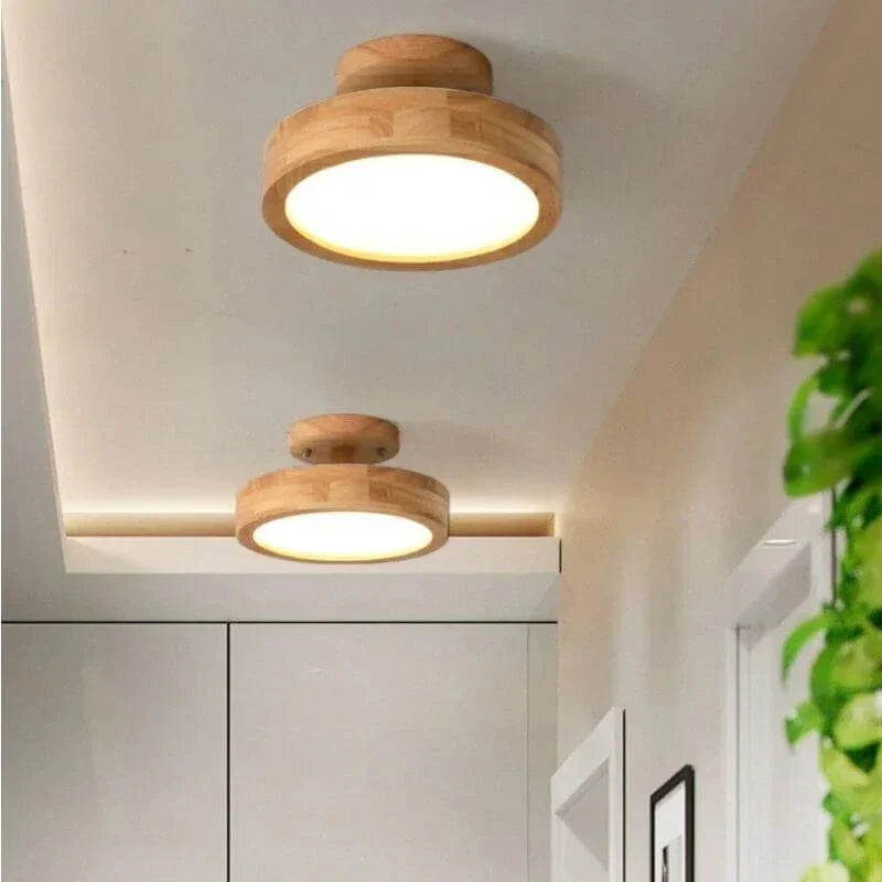 Scandinavische Houten Ronde Plafondlamp voor Thuis