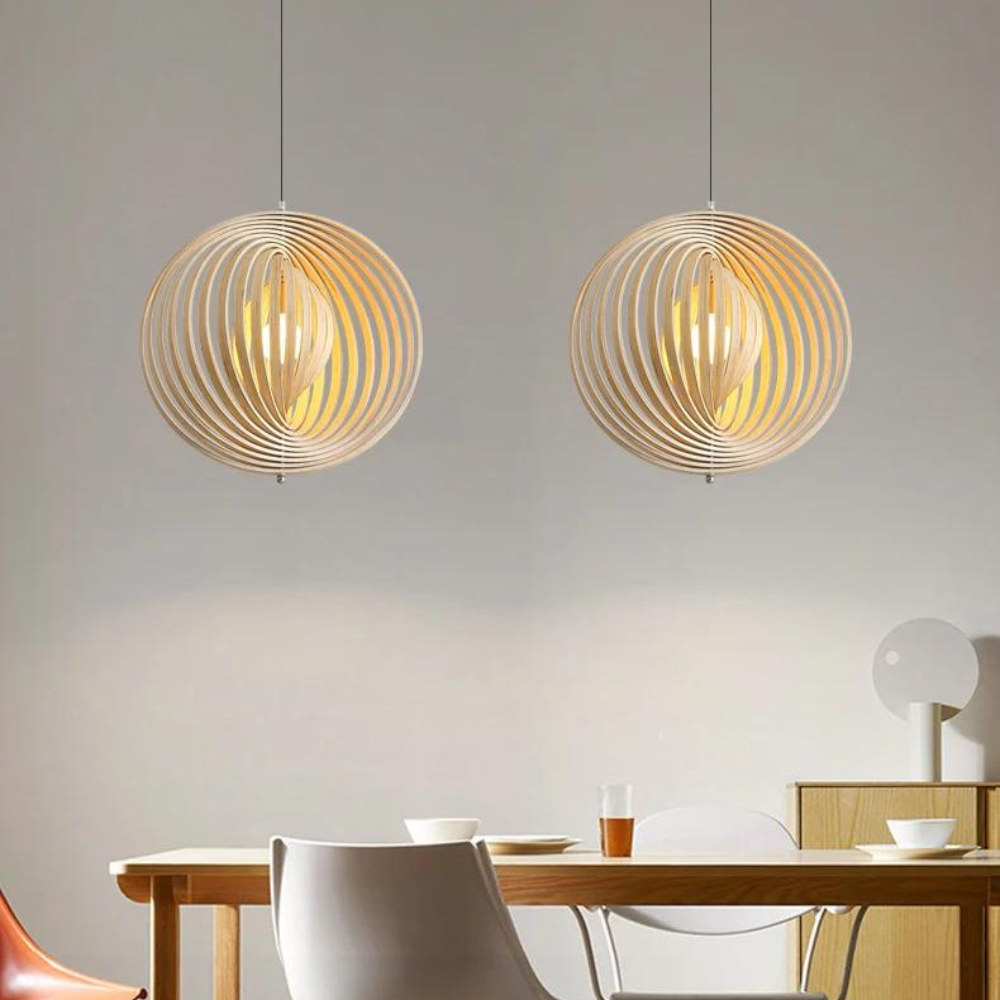 Houten Hanglamp – Minimalistische Eetkamer Lamp voor Natuurlijke Elegantie in Woonkamer of Slaapkamer
