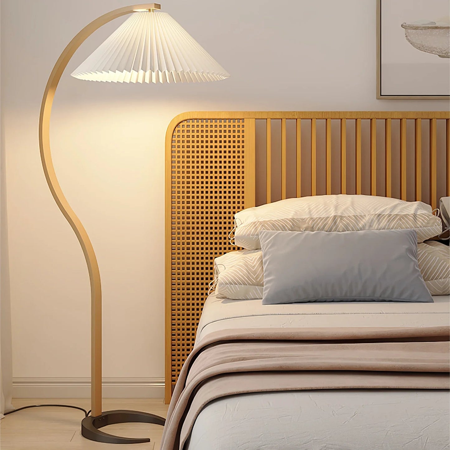 Houten Vloerlamp – Minimalistische Staande Lamp voor Woonkamer in Japandi-Stijl