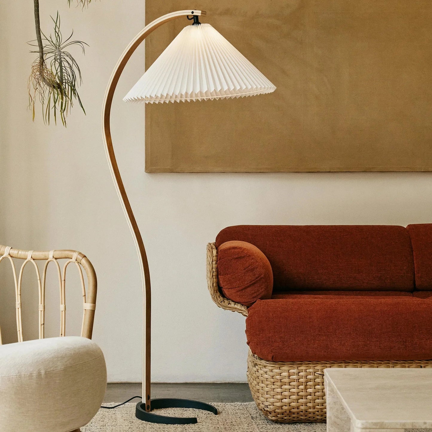 Houten Vloerlamp – Minimalistische Staande Lamp voor Woonkamer in Japandi-Stijl