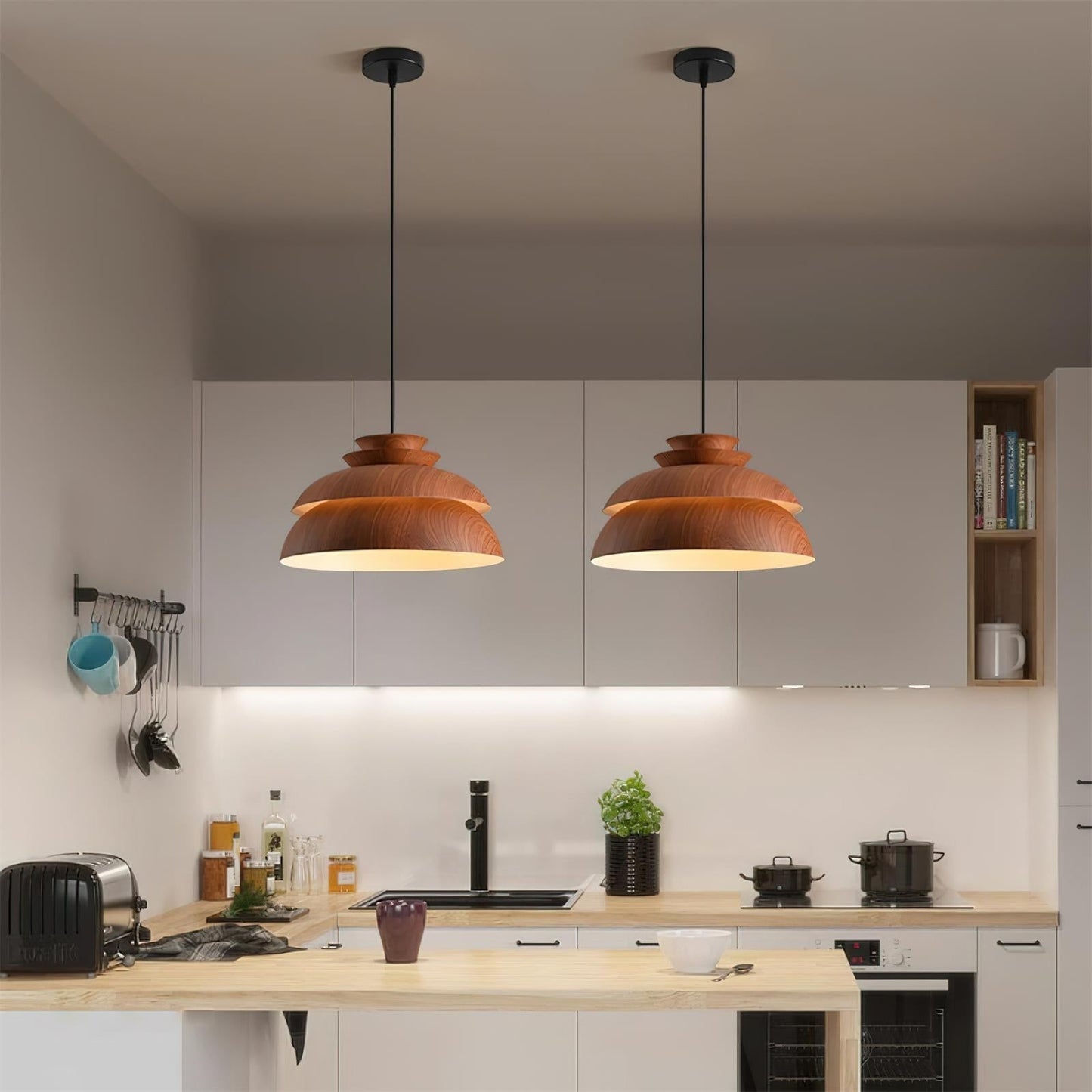 Elegante Hanglamp van Aluminium met Natuurlijke Elementen voor Woonkamer, Eetkamer of Slaapkamer – 32cm Diameter 3