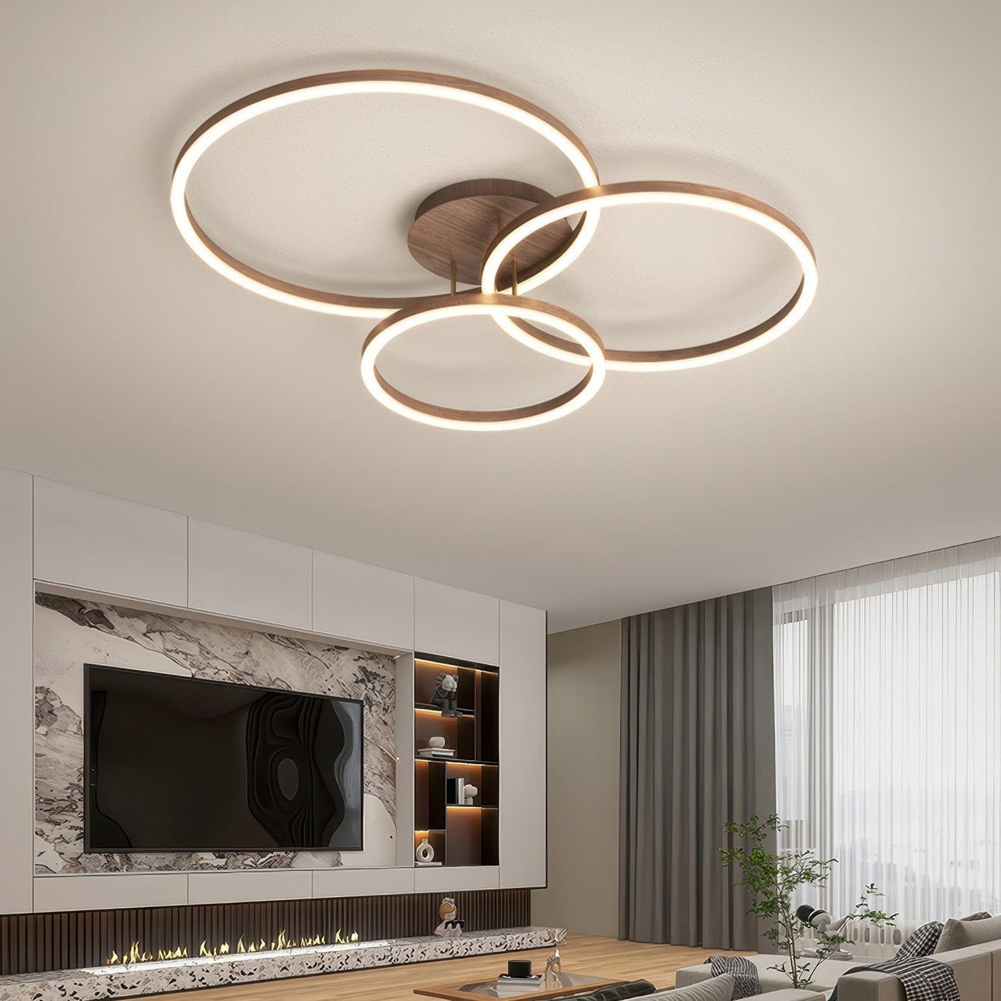 Zwarte LED Plafondlamp met Elegante Ring – Modern Design Plafonniere voor Slaapkamer en Woonruimte 4