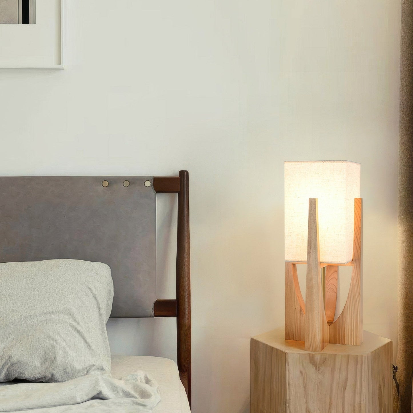 Japanse Stijl Vloerlamp met Massief Houten Basis en Verstelbare Verlichting – Staande Lamp voor Woonkamer 3