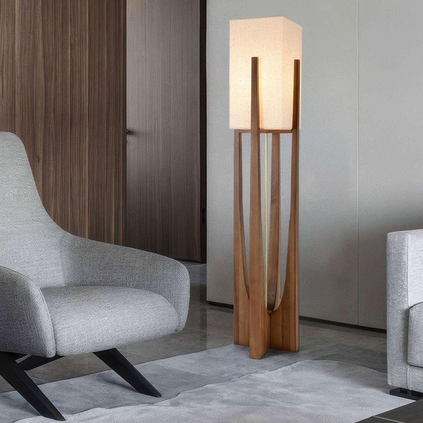 Japanse Stijl Vloerlamp met Massief Houten Basis en Verstelbare Verlichting – Staande Lamp voor Woonkamer 6
