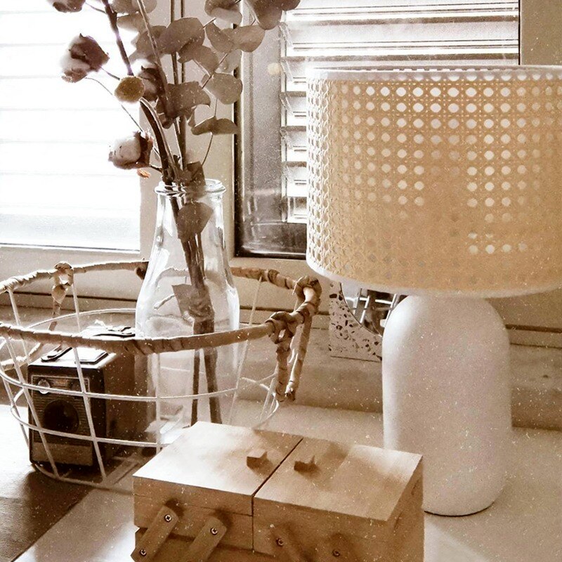 Rattan Tafellamp – Minimalistisch Japandi Ontwerp voor Woon- en Slaapkamers