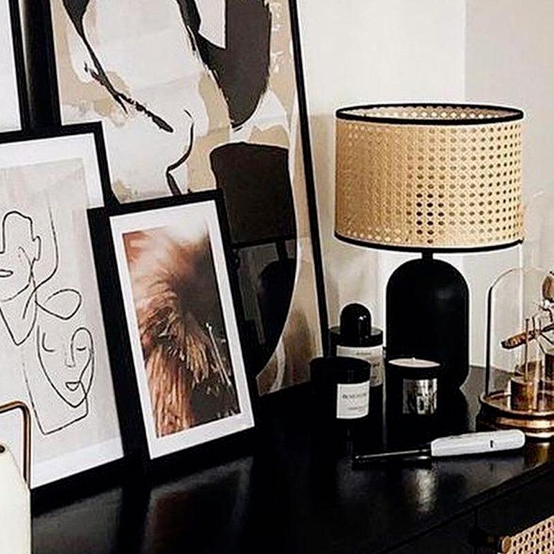 Rattan Tafellamp – Minimalistisch Japandi Ontwerp voor Woon- en Slaapkamers
