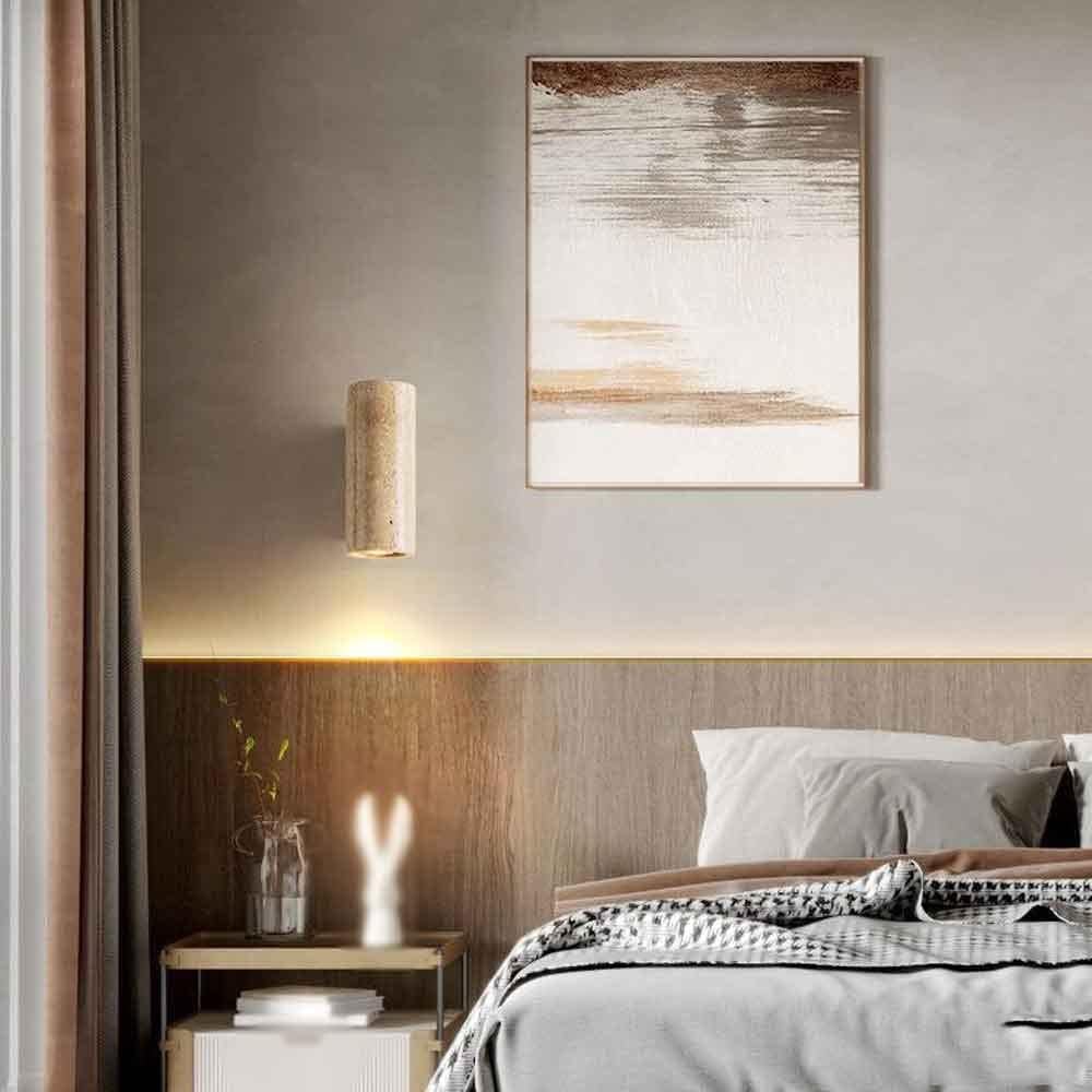 Wandlamp van Travertine – Minimalistisch Muurlamp voor Serene Sfeer in Slaapkamer of Woonkamer