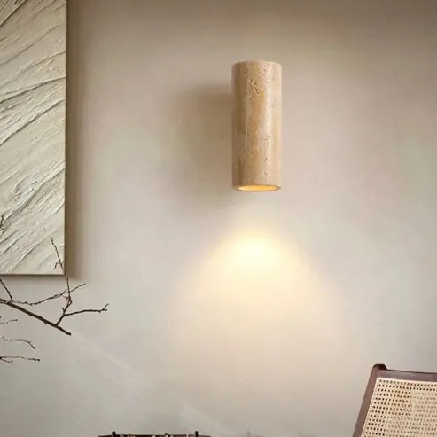 Wandlamp van Travertine – Minimalistisch Muurlamp voor Serene Sfeer in Slaapkamer of Woonkamer
