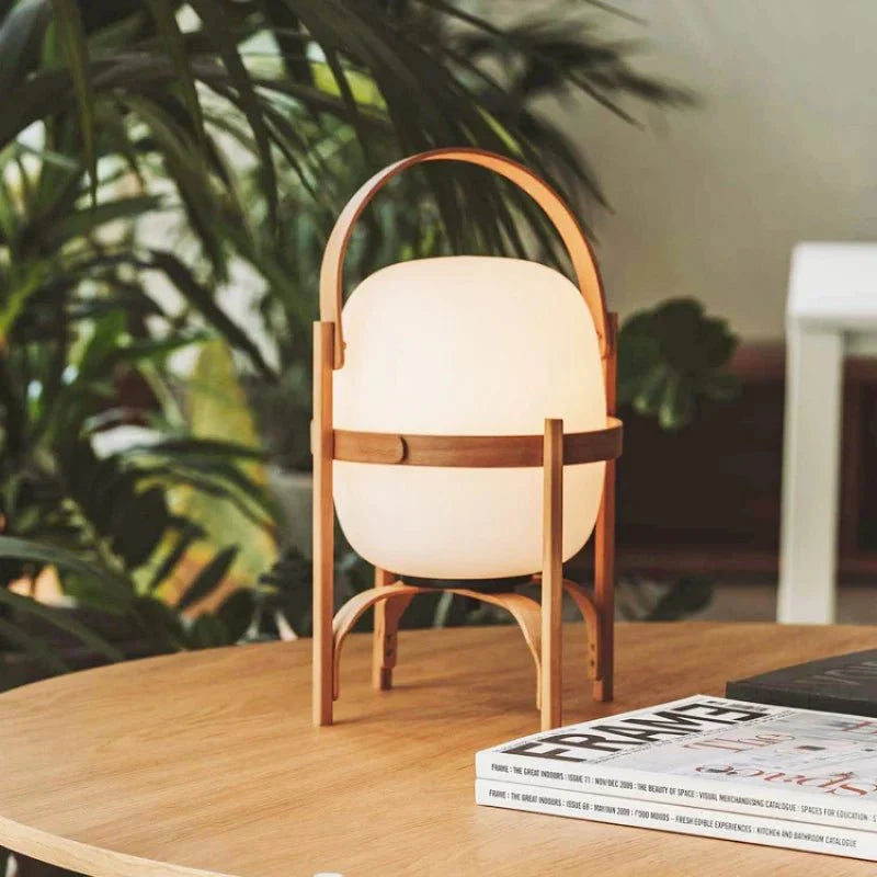 Cesta Tafellamp met Opaal Glazen Kap en Houten Frame – Multifunctionele Verlichting voor Woonkamer en Slaapkamer 3