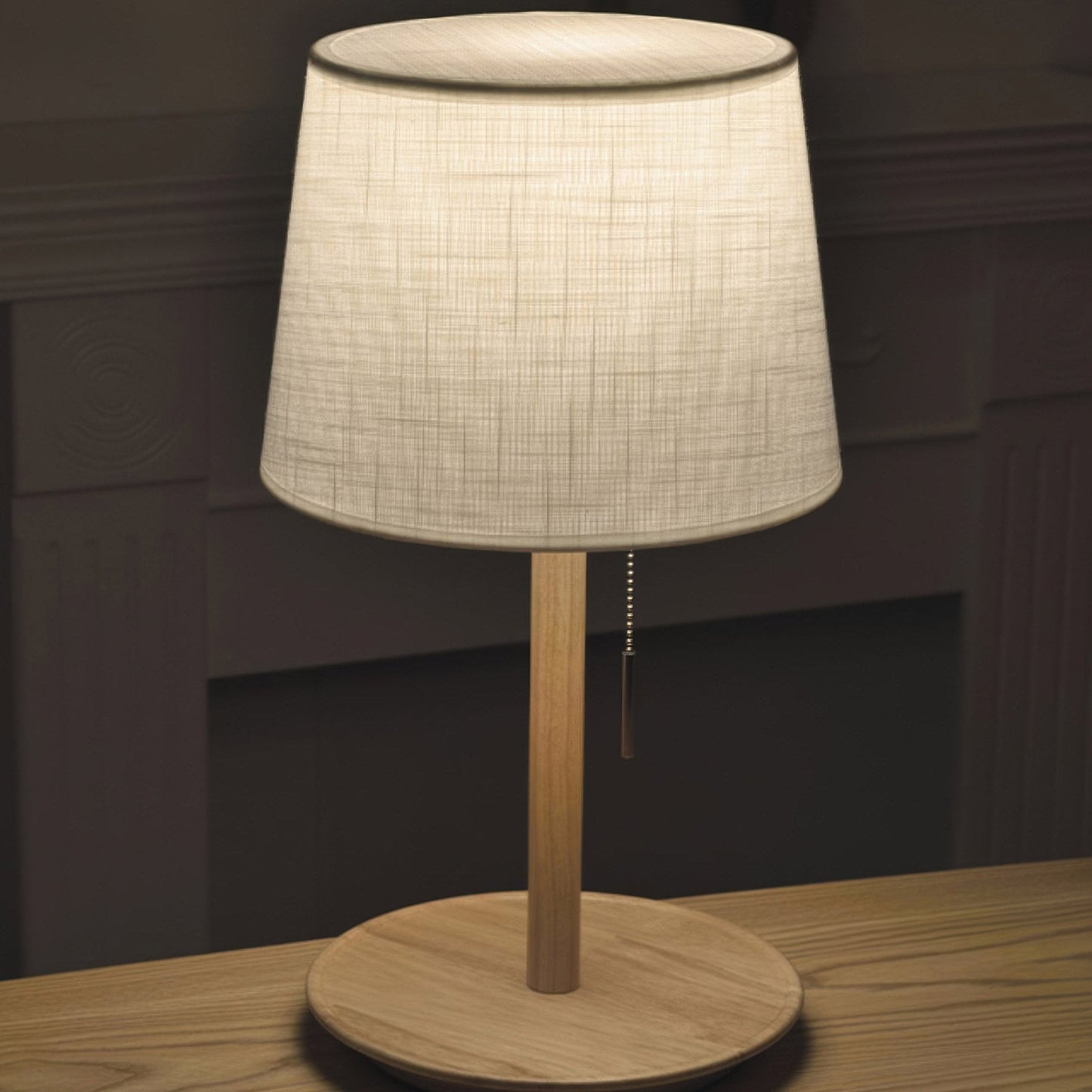 Variant image for Scandinavische Walnotenlamp met Luxe Stoffen Accenten - Energiezuinige LED Verlichting, H49cm x B26.5cm-3