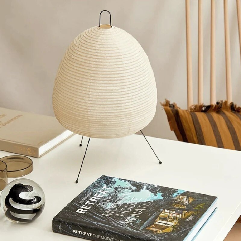Japanse Rijstpapier Tafellamp met LED Verlichting – Minimalistisch Design voor Woonkamer en Slaapkamer 3