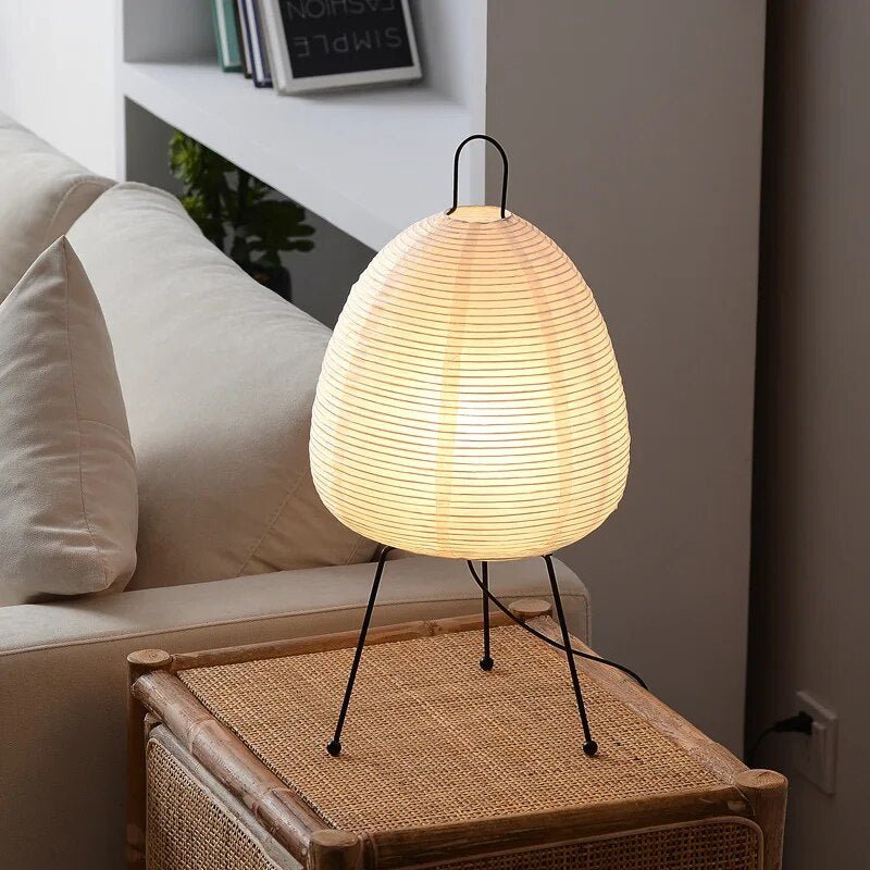 Japanse Rijstpapier Tafellamp met LED Verlichting – Minimalistisch Design voor Woonkamer en Slaapkamer 4