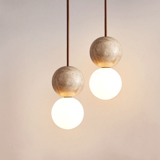 Wabi Sabi Plafondlamp - Scandinavisch Design met Warm Wit Licht - Crème - D10*H200 cm - Geschikt voor G9 Lichtbron 1