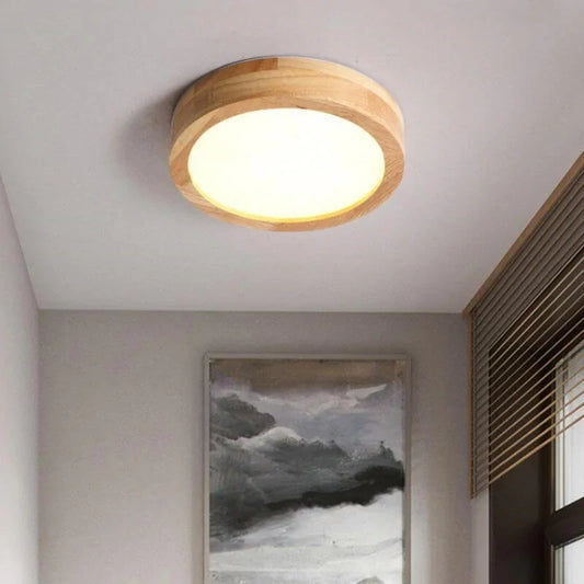 Scandinavische Houten Ronde Plafondlamp voor Thuis