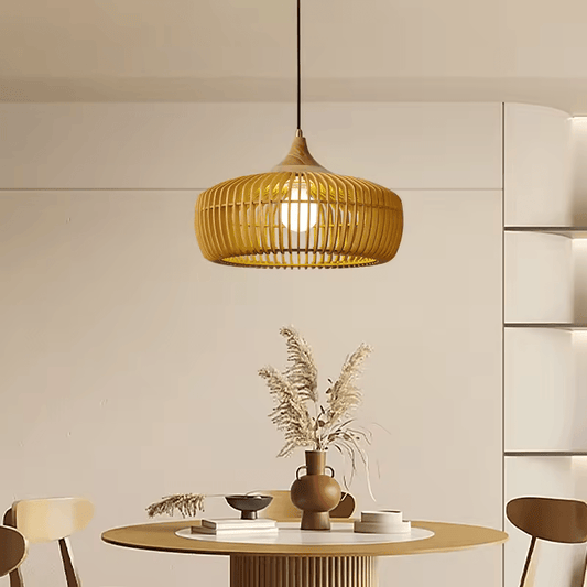 Houten Hanglamp – Natuurlijke Eetkamer Lamp voor Woonkamer of Slaapkamer