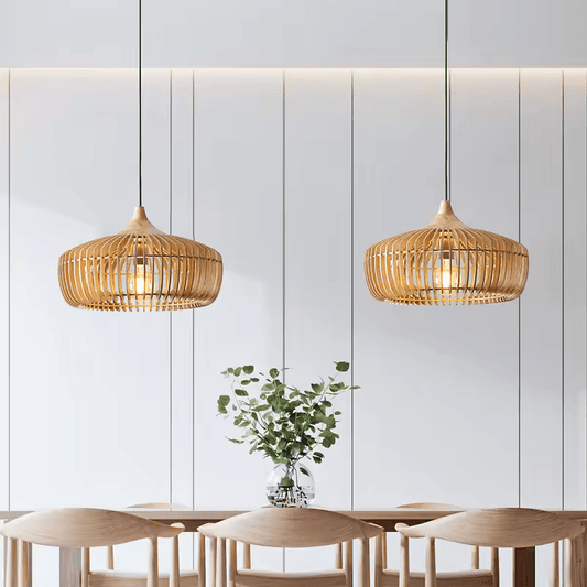 Houten Hanglamp – Natuurlijke Eetkamer Lamp voor Woonkamer of Slaapkamer