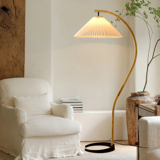 Houten Vloerlamp – Minimalistische Staande Lamp voor Woonkamer in Japandi-Stijl