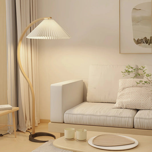 Houten Vloerlamp – Minimalistische Staande Lamp voor Woonkamer in Japandi-Stijl