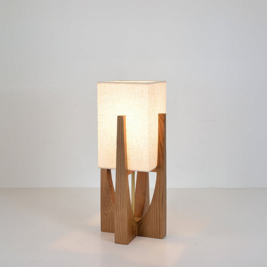 Japanse Stijl Vloerlamp met Massief Houten Basis en Verstelbare Verlichting – Staande Lamp voor Woonkamer 1