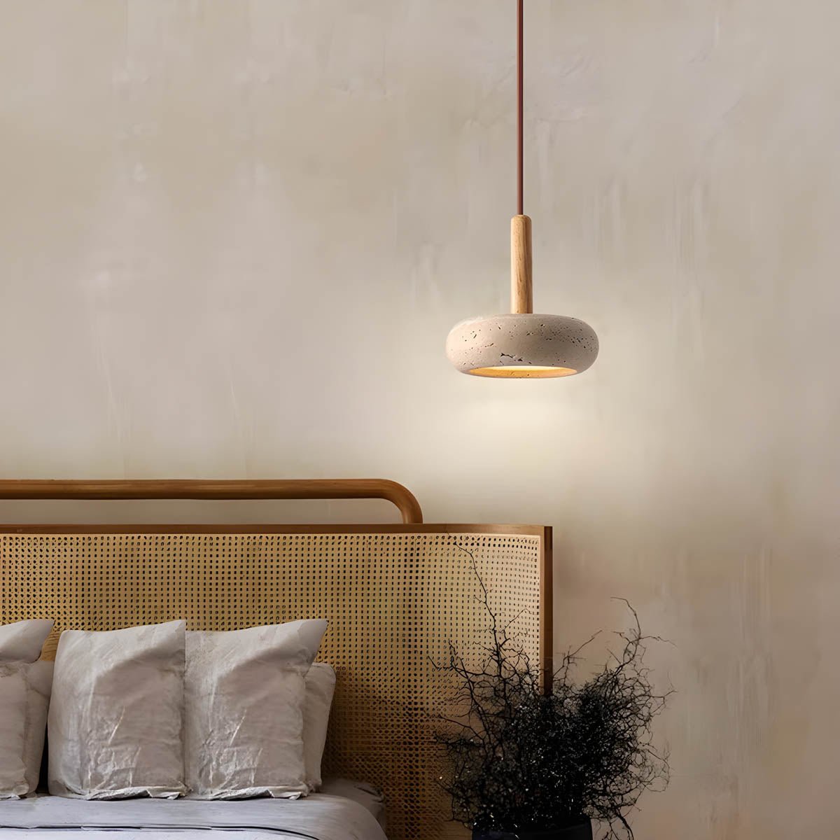 Hanglamp Geel Travertijn voor Eettafel of Woonkamer – Dimbare LED Verlichting met Neutraal Licht 4000K, 15 cm Ø 4