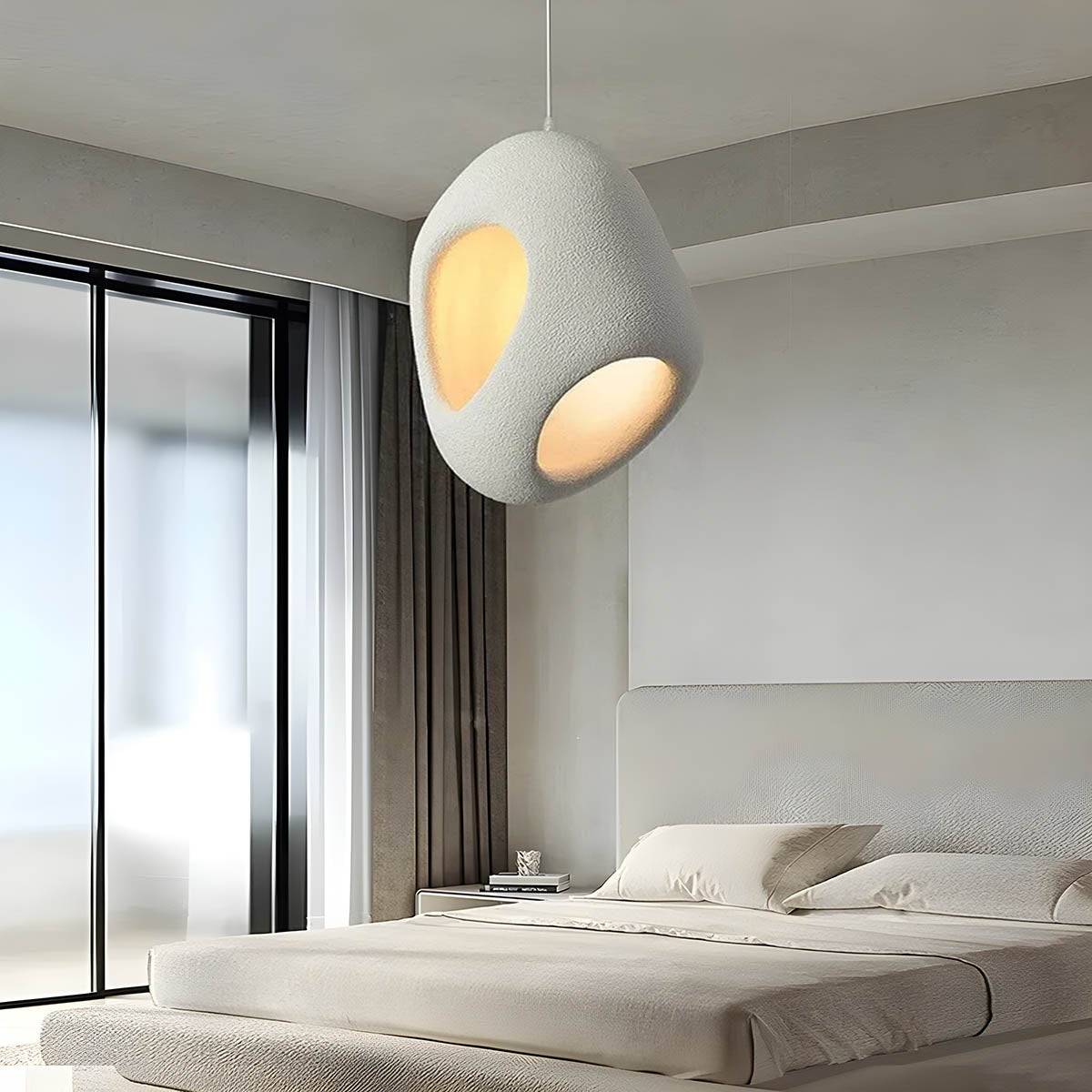 Wabi Sabi Hanglamp voor Eettafel of Woonkamer – Verstelbare LED Verlichting met Modern Design, Dia28 x H39 cm of Dia42 x H58 cm 4