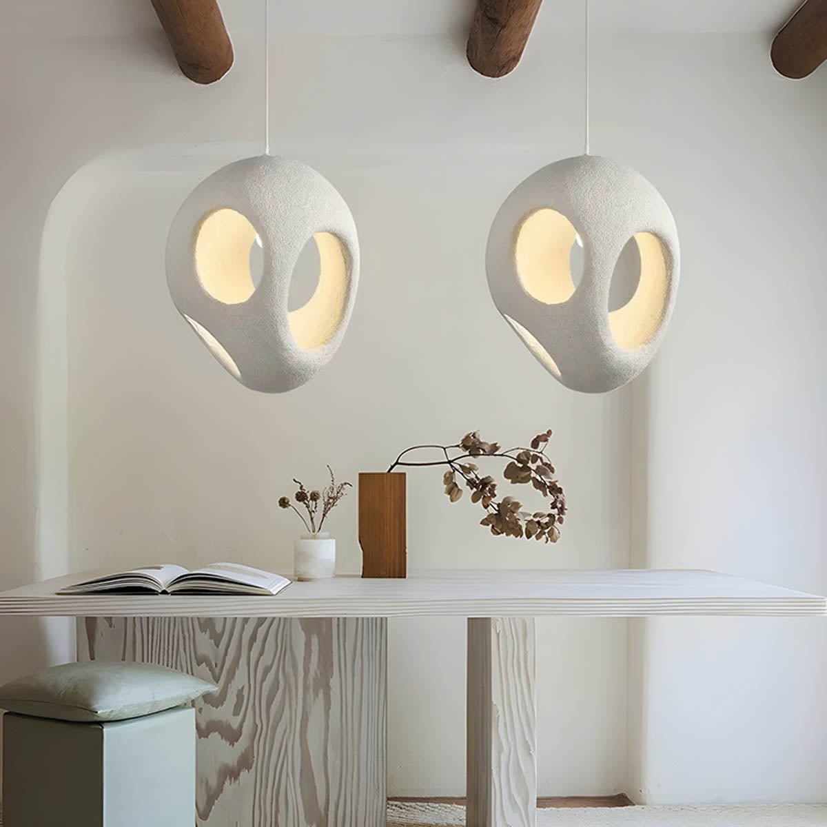 Wabi Sabi Hanglamp voor Eettafel of Woonkamer – Verstelbare LED Verlichting met Modern Design, Dia28 x H39 cm of Dia42 x H58 cm 5