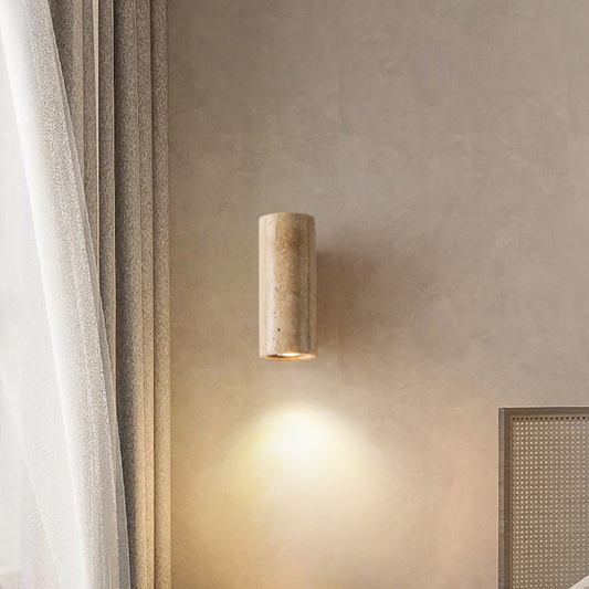 Wandlamp van Travertine – Minimalistisch Muurlamp voor Serene Sfeer in Slaapkamer of Woonkamer